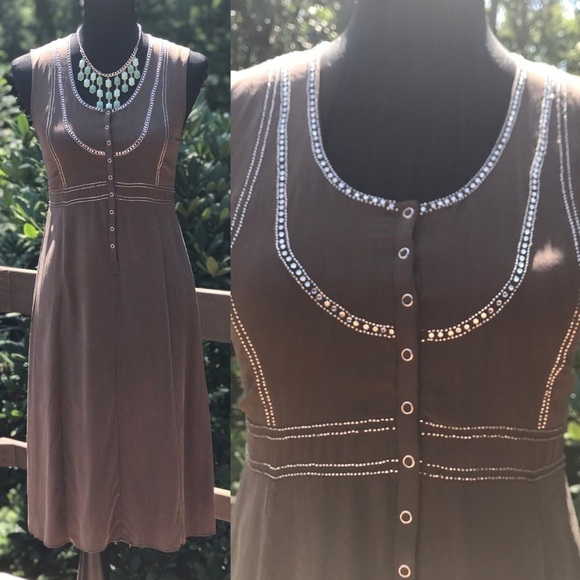 Theory Silk Beaded Sleeveless Chiffon Dress - Picture 1 of 8